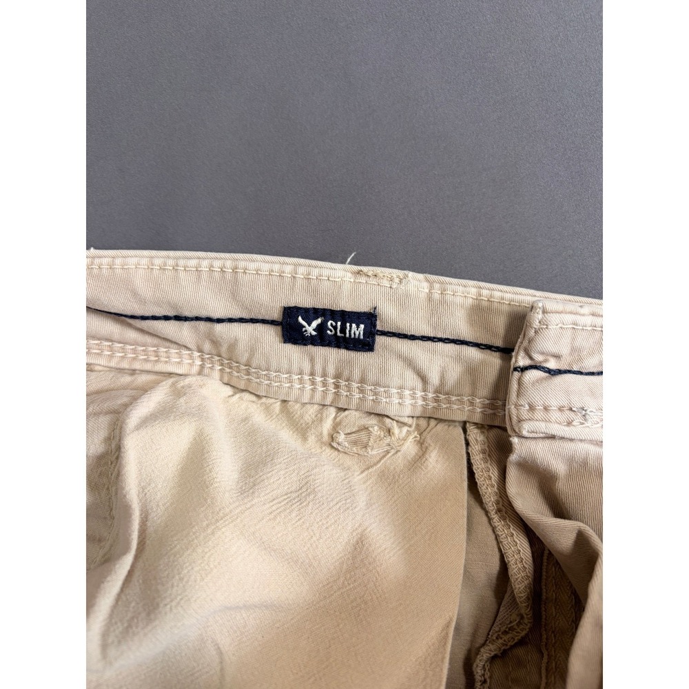 American Eagle Outfitters Active Flex Slim Fit Khaki Chino Shorts Mens 34 Tan - Picture 5 of 11